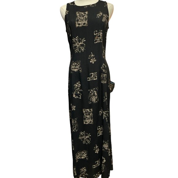 Black/Tan Floral Print Sleeveless Maxi Dress - Picture 1 of 3